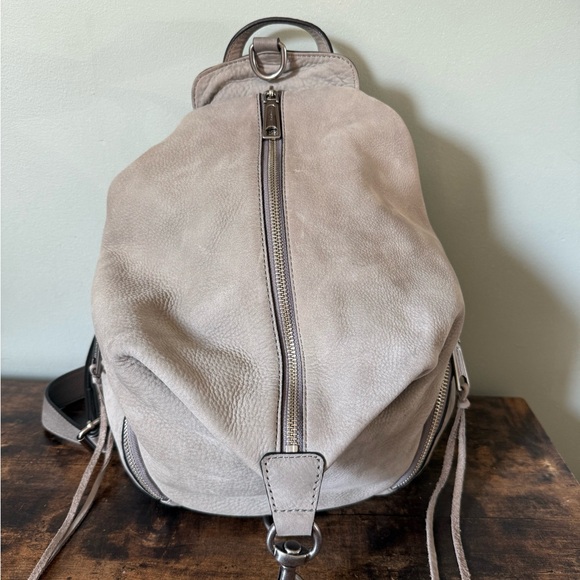 Rebecca Minkoff Julian Light Gray Leather Backpack Bag - Picture 2 of 12